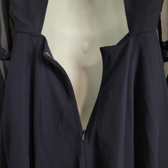 ASOS Tall Embellished Frill Neck Fluted Sleeve Mini Dress - Picture 13 of 15